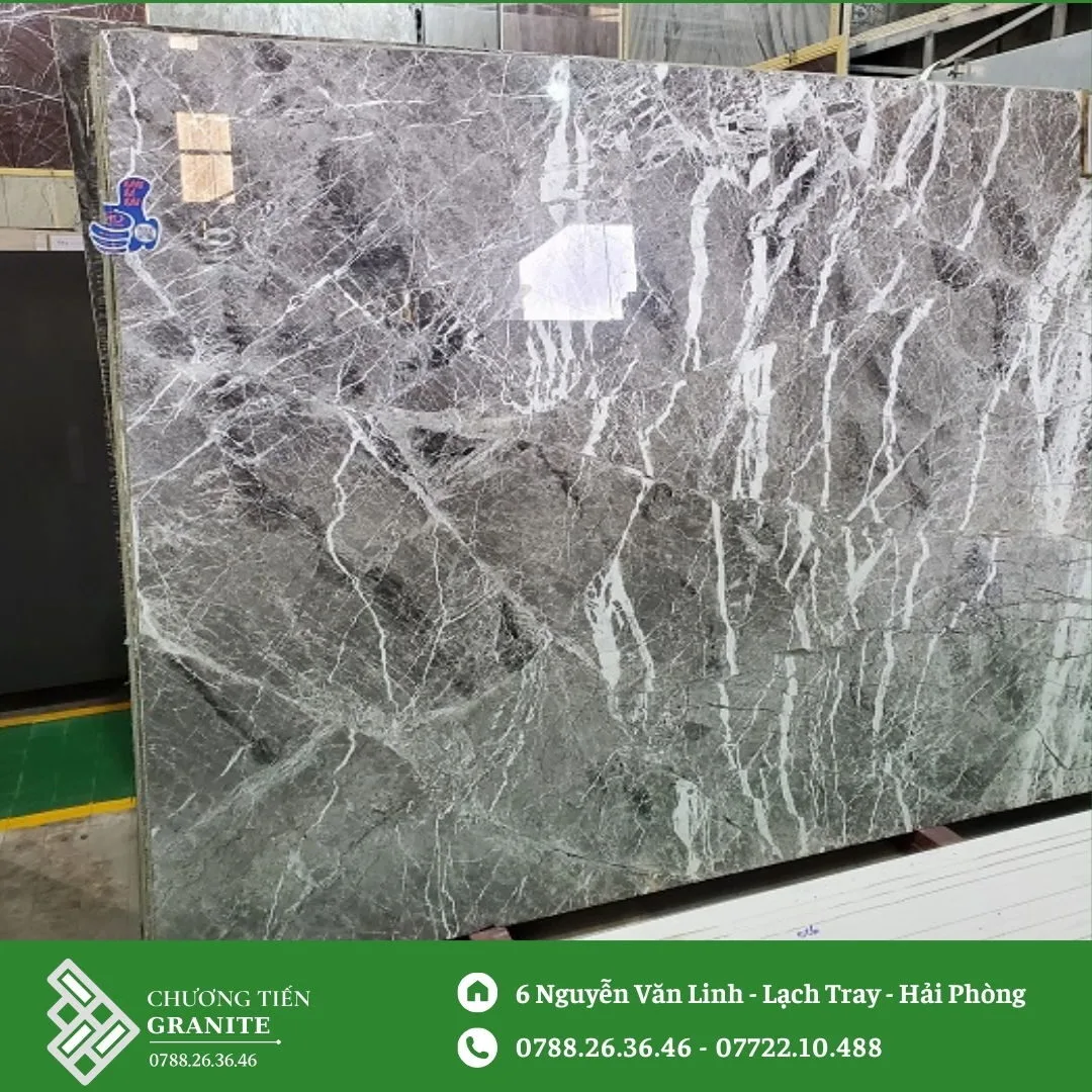 Đá Marble White Ribbed Grey