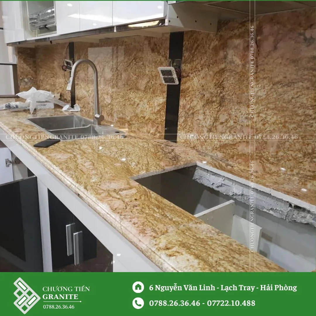 Đá Vàng Hoàng Gia Ốp Bàn Bếp