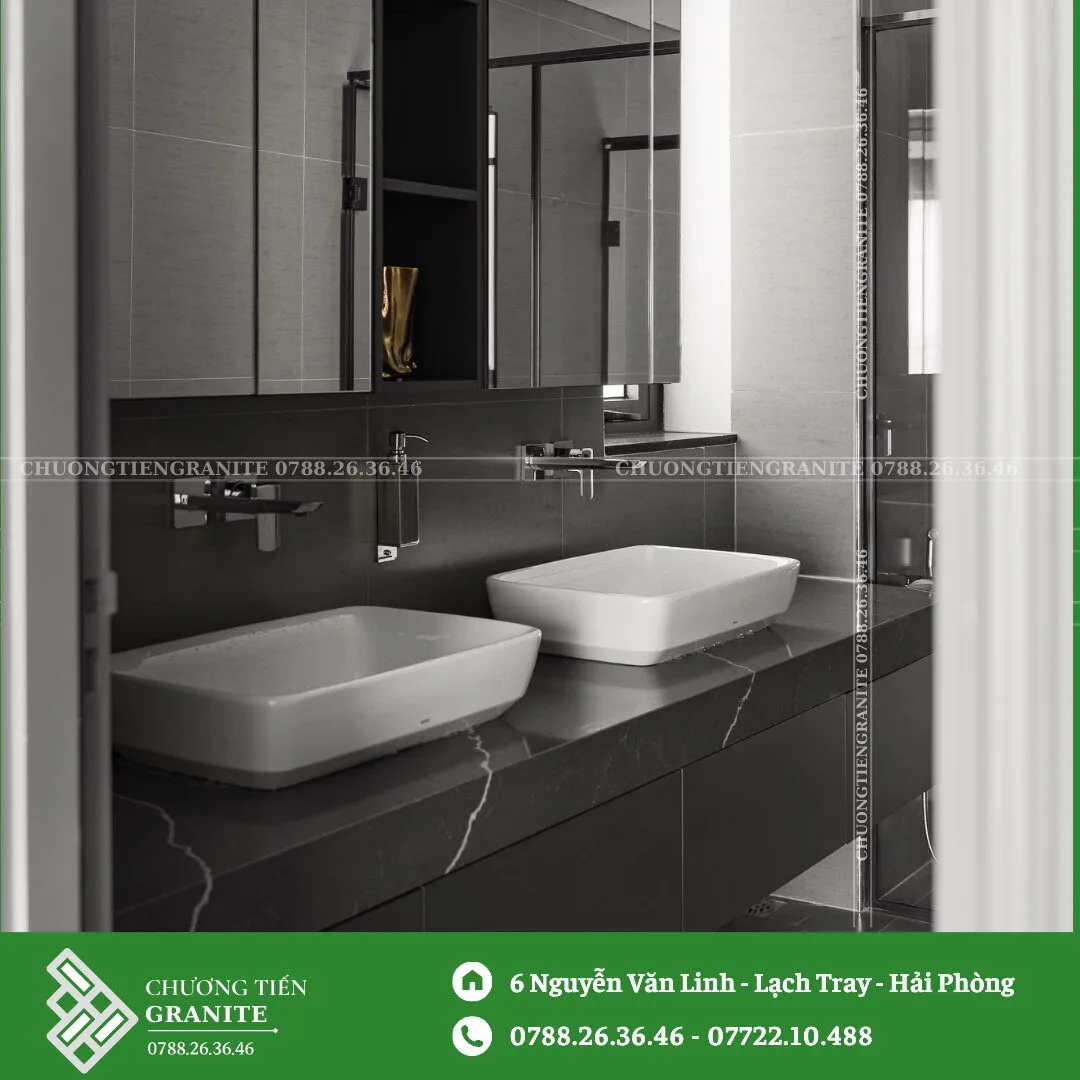 Mẫu Đá Lavabo Mặt Đen CT12