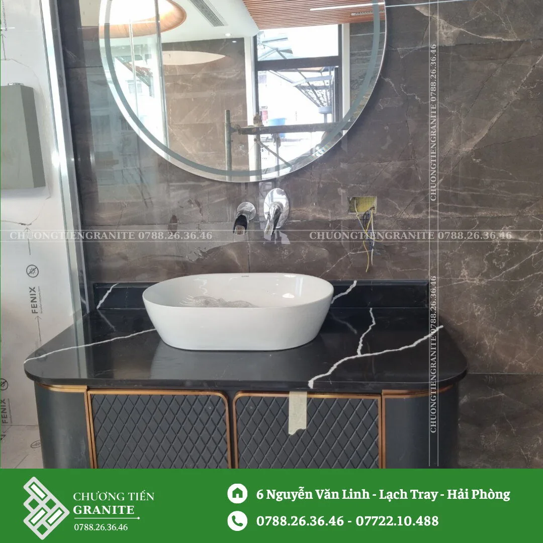 Mẫu Đá Lavabo Mặt Đen CT13